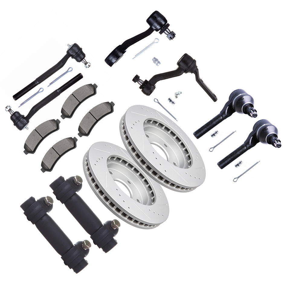 Tie Rod Idler Arm Brake Rotor Pad For 98-05 Chevrolet Blazer 98-04 Chevrolet S10