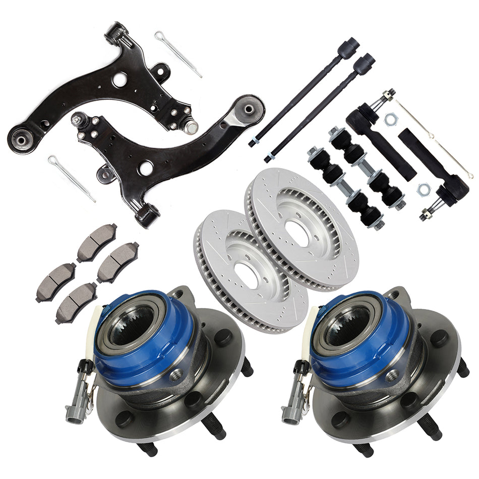 Front Suspension Wheel Hub Bearing and and and Brake Rotor Pad For 2000-2005 Impala Carlo