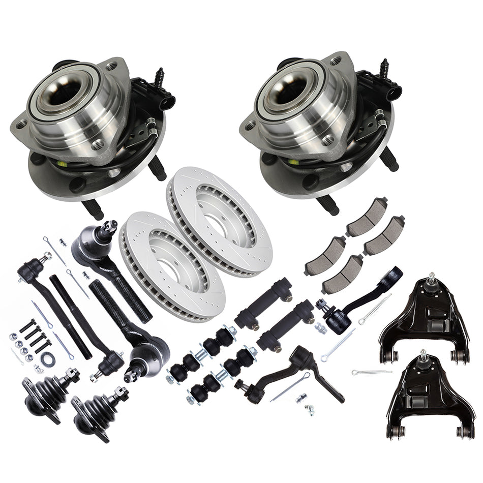 Front Suspension Kits Wheel Hub Bearing with Brake Rotor Pad For 1998-2004 S10