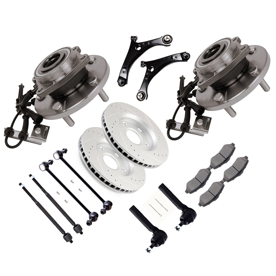 Front Suspension Wheel Hub Bearing and and and Brake Rotor Pad For 2008-2010 Town Grand