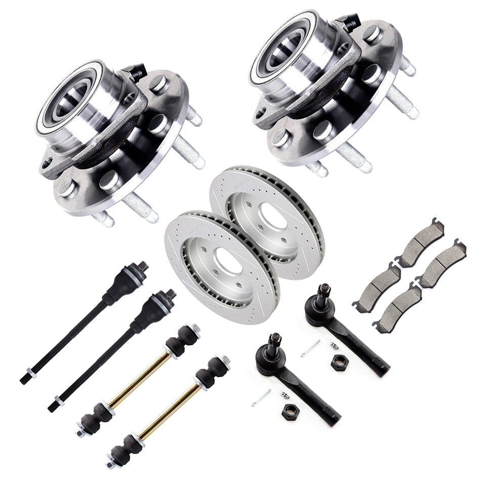 Front Wheel Hub Bearing Tie Rod End Sway Bar Brake Rotor Pad 99-06 Chevrolet Silverado 1500 99-06 GMC Sierra 1500