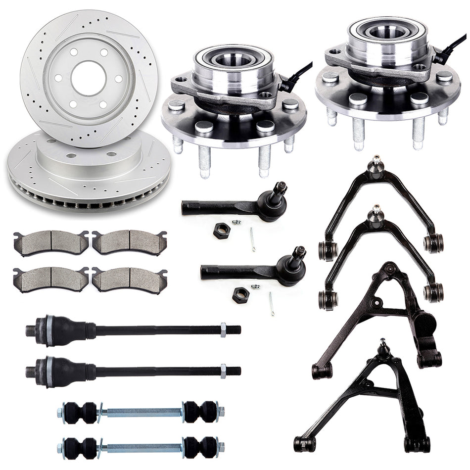 Front Suspension Wheel Hub Bearing Brake Rotor Pad For 00-06 Tahoe Suburban 1500