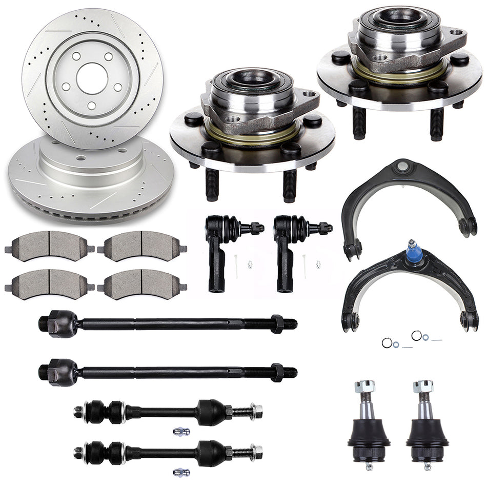 Front Suspension Wheel Hub Bearing Brake Rotor Pad For 2006-2008 Dodge Ram 1500