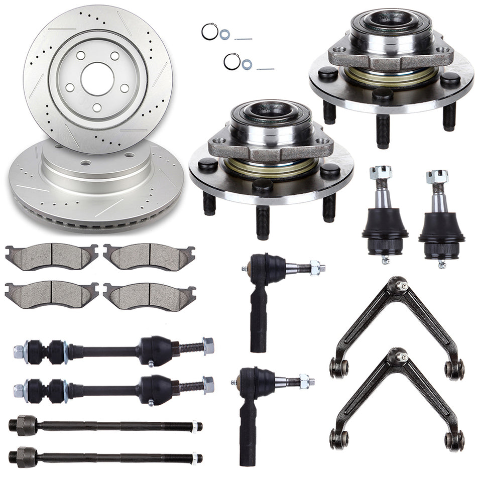 Front Suspension Wheel Hub Bearing with Brake Rotor Pad For 02-05 Dodge Ram 1500