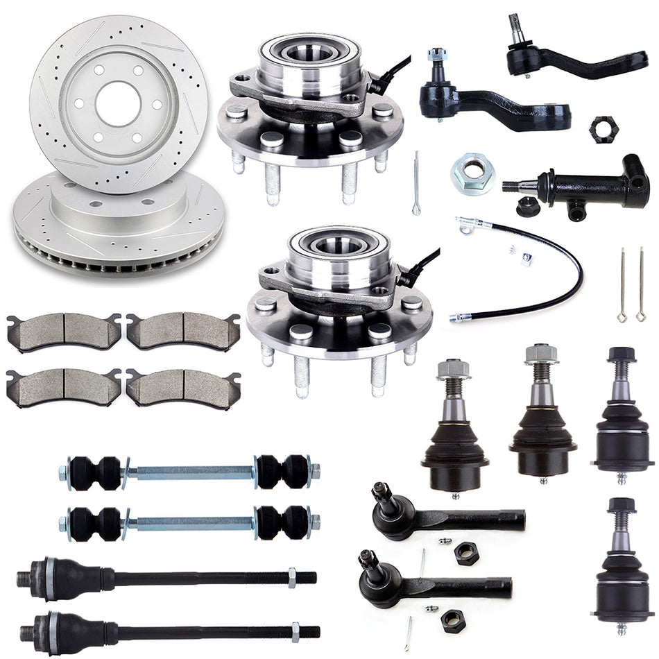 Front Suspension Wheel Hub Bearing Brake Rotor Pad For 2000-2006 Suburban 1500