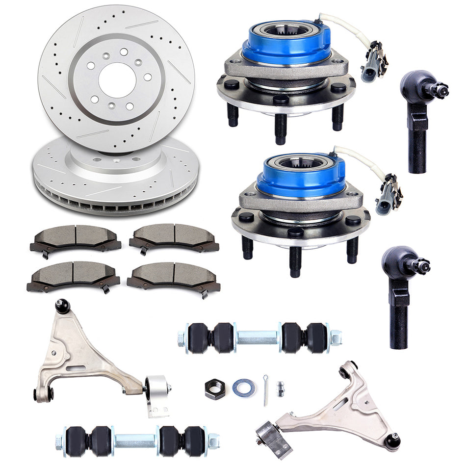 Front Suspension Wheel Hub Bearing and and and Brake Rotor Pad For 2006-2011 Buick Lucerne