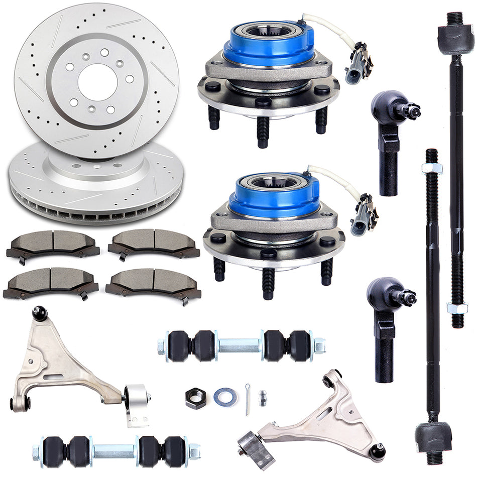 Front Suspension Kits Wheel Hub Bearing Brake Rotor Pad For 06-11 Buick Lucerne