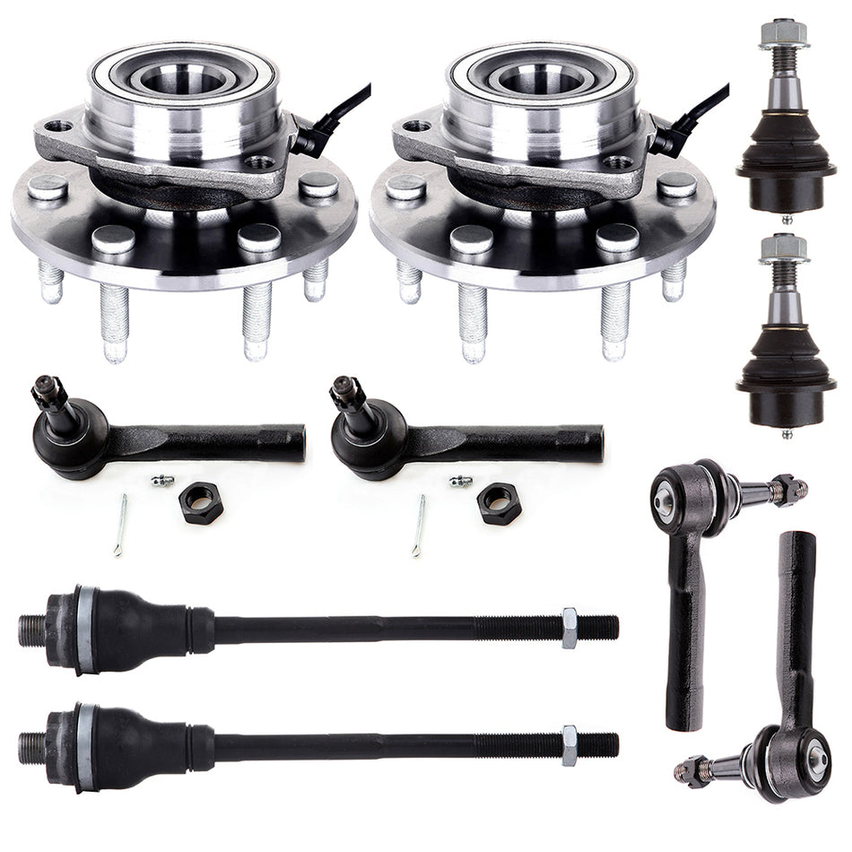 Front Upper Control Arm Ball Joint Tie Rod End Wheel Hub Bearing For 02-06 Cadillac Escalade 00-06 GMC Yukon