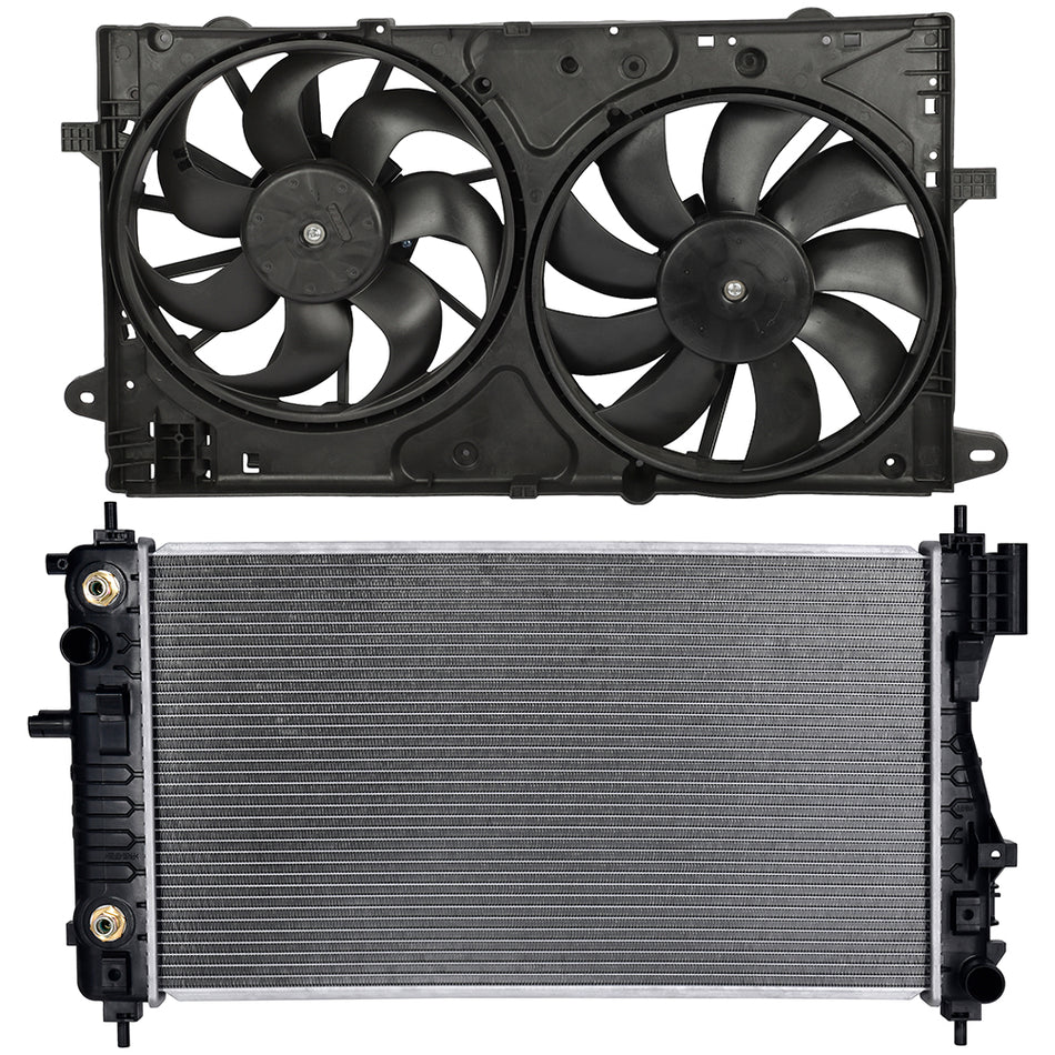 Radiator And Dual Cooling Fan For 14-17 Chevrolet Impala 13-15 Malibu
