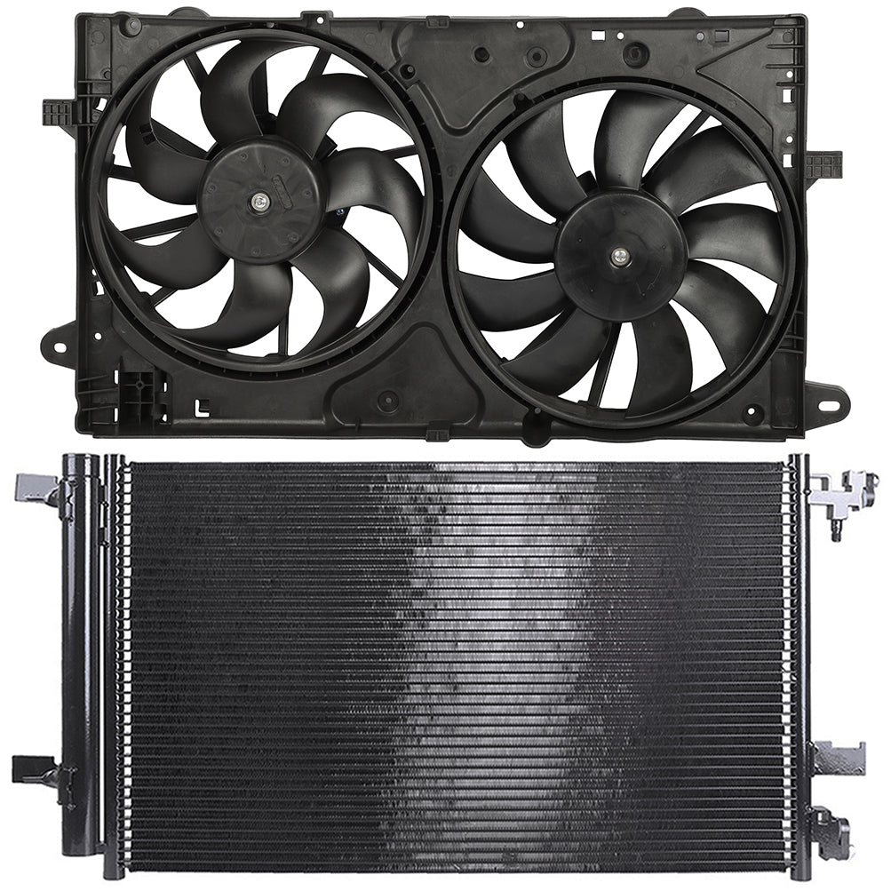 Electric AC Condenser Cooling Fan Kit For 2013 2014 2015 Chevrolet Malibu Only for Auto