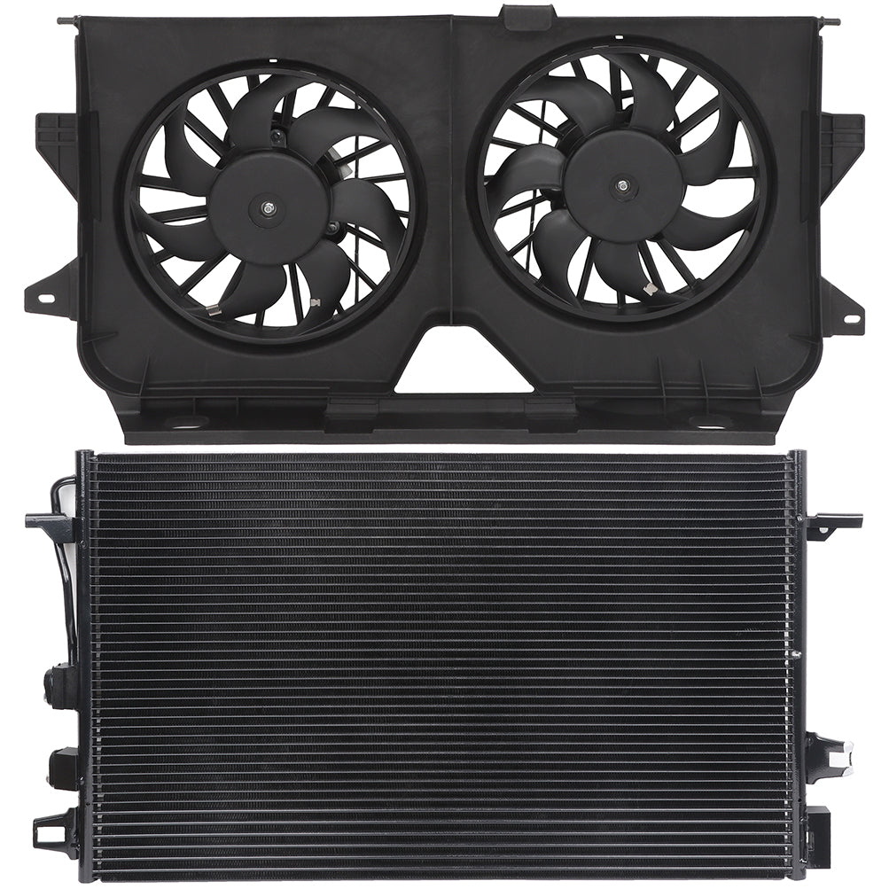 Electric AC Condenser Cooling Fan Kit For 2005 2006 2007 Dodge Grand Caravan Only for Auto