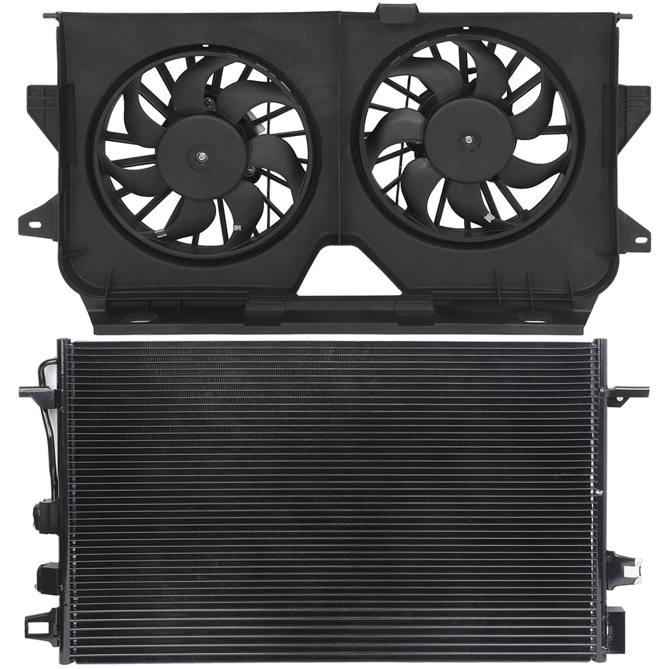 Electric AC Condenser Cooling Fan Kit For 2005 2006 2007 Dodge Grand Caravan
