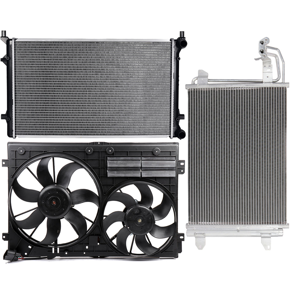 Electric Radiator Condenser Cooling Fan Kit For 2009-2010 Volkswagen Jetta