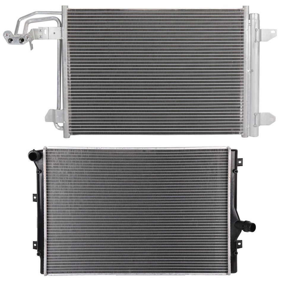 Aluminum Radiator & Condenser Cooling Kit For 06-2013 Audi A3 2008-2009 Audi TT