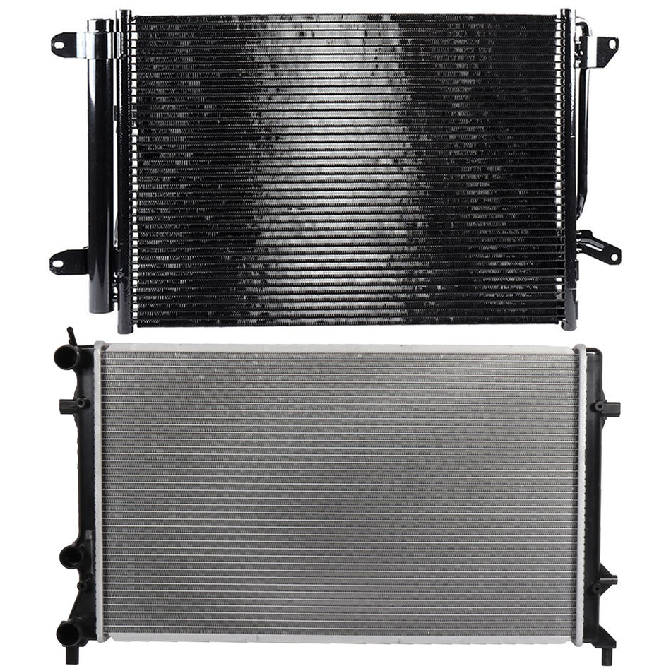 Aluminum Radiator and Condenser Cooling Kit For 2012-2018 Volkswagen Beetle Jetta