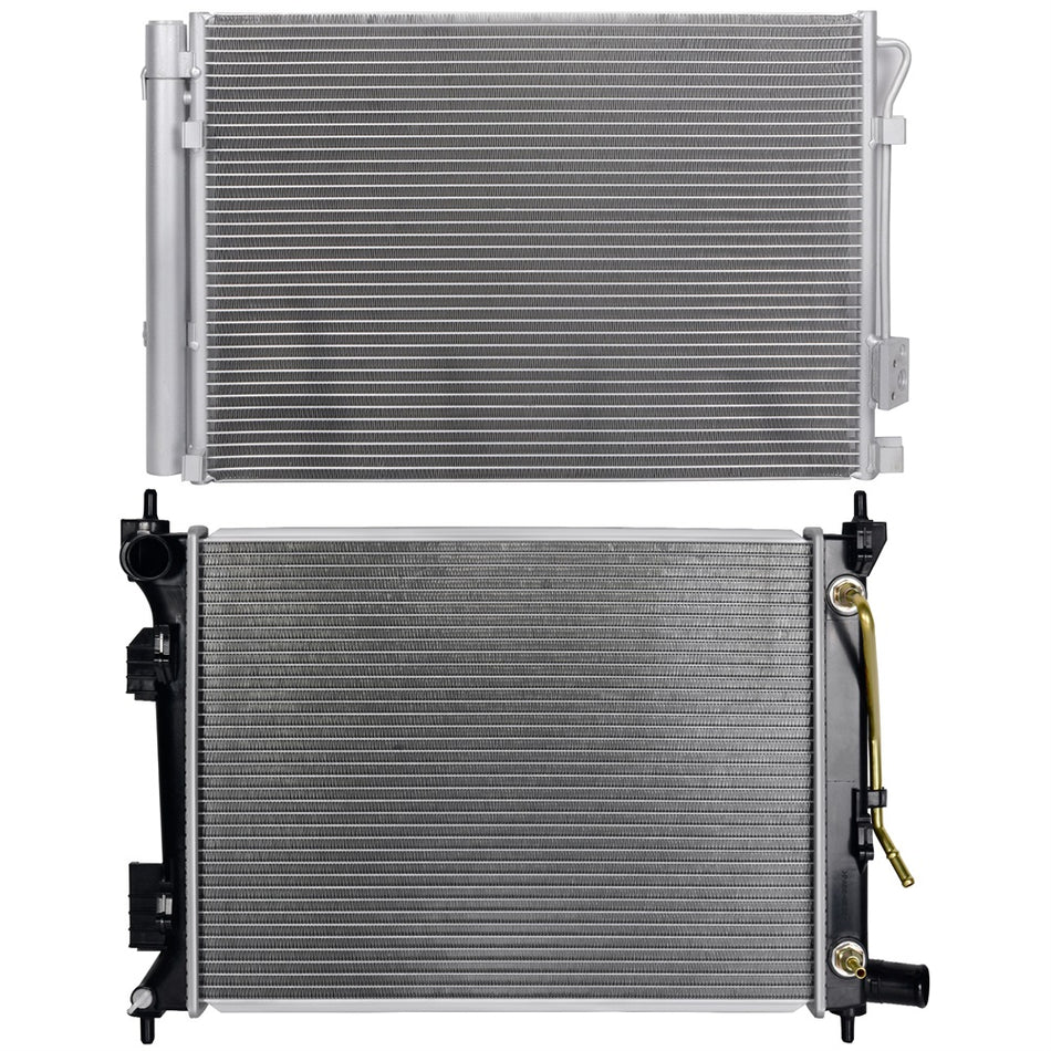 2012-2013 Hyundai Accent Kia Rio Aluminum Radiator and Condenser Cooling Kit