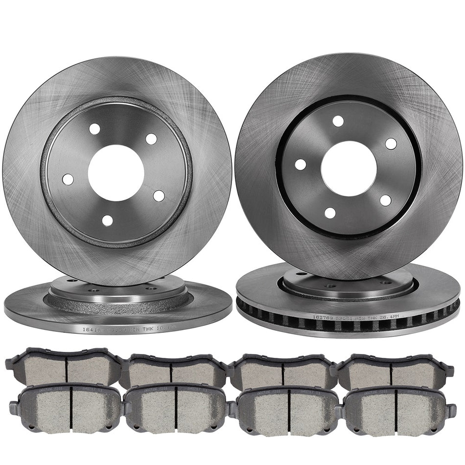 Ceramic Brake Pads And Rotors 08-16 Chrysler Town Country Dodge Grand Caravan Front Rear