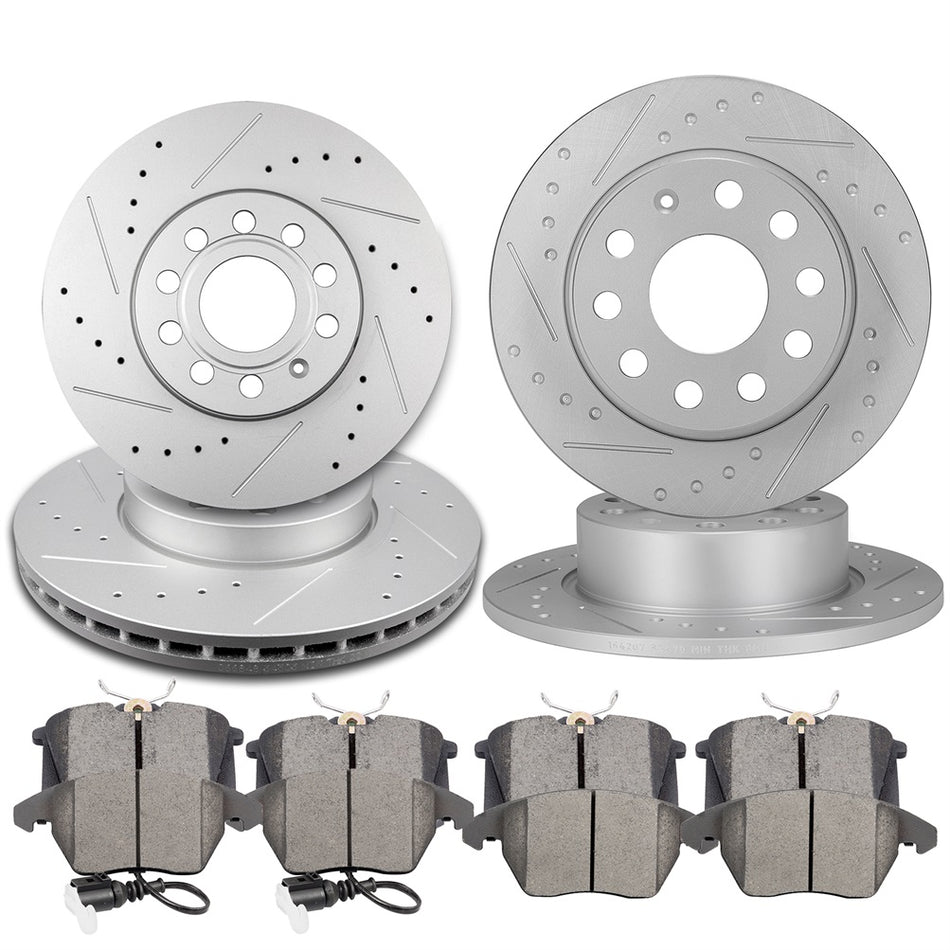 Ceramic Brake Pads And Rotors 10-12 Audi A3 12-18 Volkswagen Jetta Front Rear