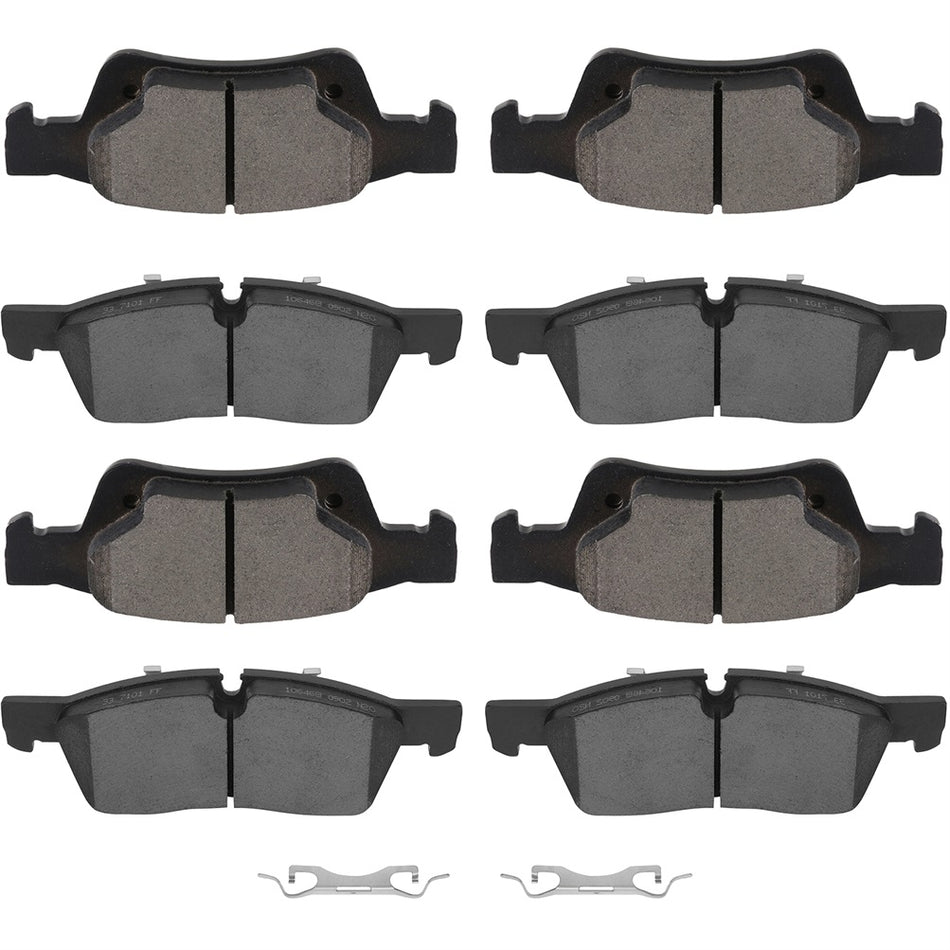 Ceramic Brake Pads For 17-18 Dodge Durango 17-19 Jeep Grand Cherokee Front and Rear 8 Pcs