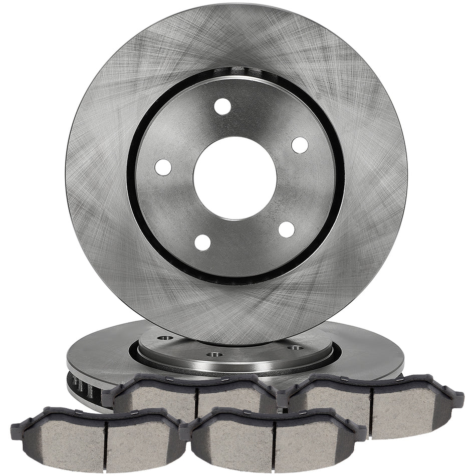 Front Brake Pads And 304.8mm 6 Lug Rotors For 08-16 Chrysler Town & Country Dodge Grand Caravan