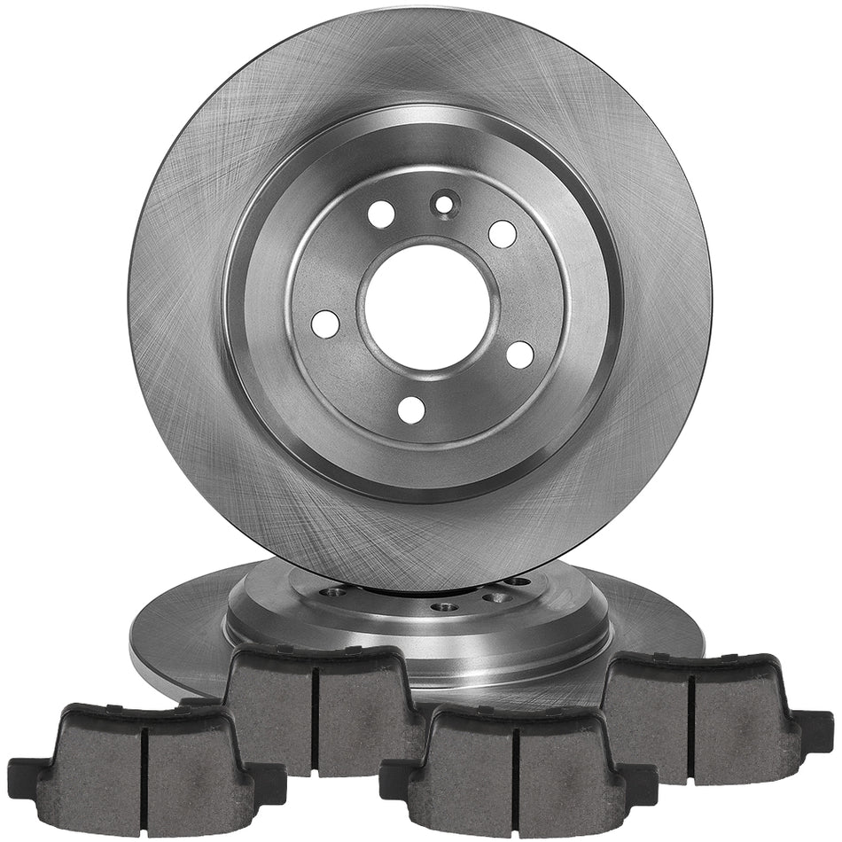 Rear 330.2mm 6 Lug Brake Rotors Ceramic Pads For 05-07 Ford Five Hundred 08-09 Ford Taurus