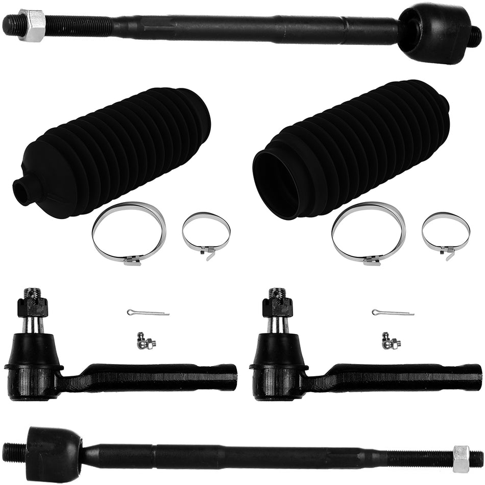2004-2009 Nissan Quest Tie Rod End Inner & Outer & Rack and Pinion Bellow 6Pcs