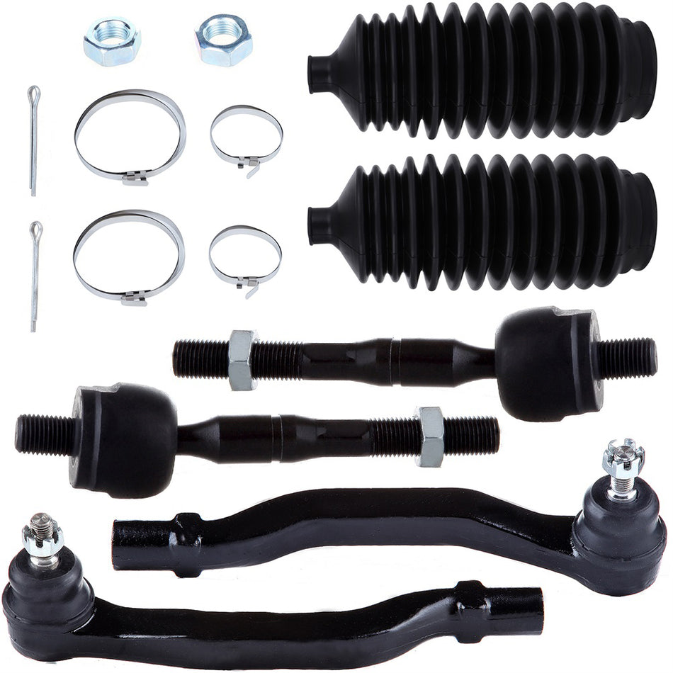 Steering Inner & Outer Tie Rod End Rack and Pinion Bellow For 98-02 Honda Accord