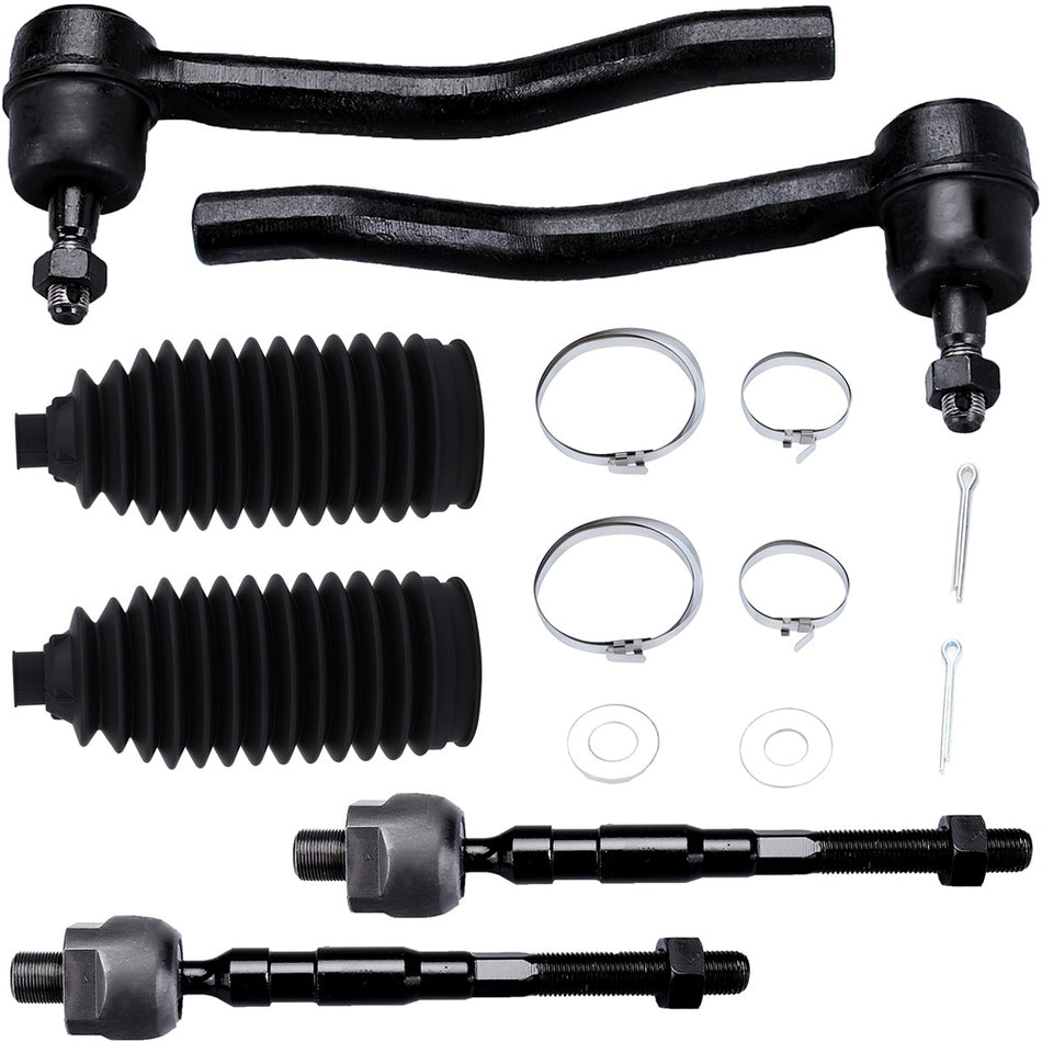 2007-2012 Nissan Altima Tie Rod End Inner & Outer With Rack Pinion Bellow 6Pcs