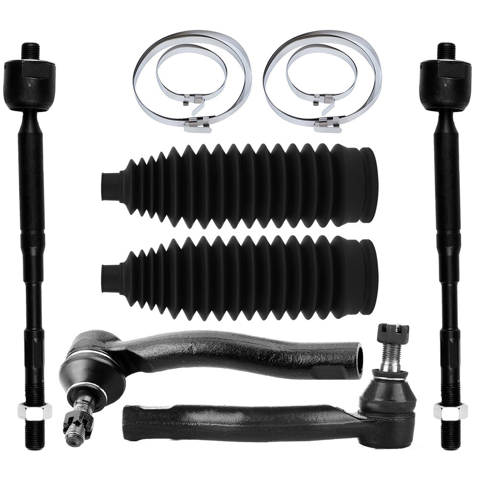 Steering Inner & Outer Tie Rod End Rack and Pinion Bellow For 2003-2008 Corolla