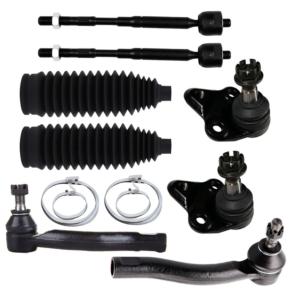 Lower Ball Joints Tie Rod End Rack Pinion Bellow For 2003-2008 Toyota Corolla