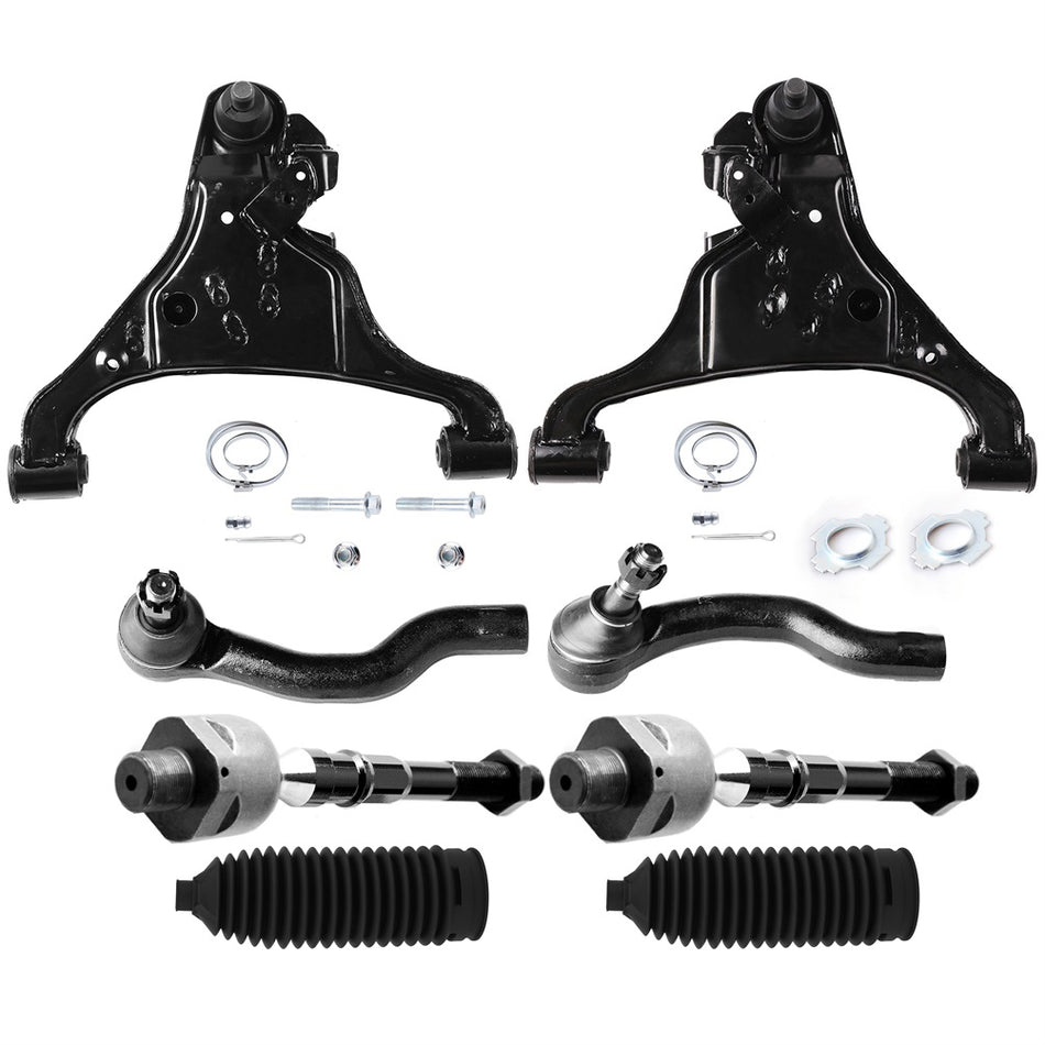 Front Lower Control Arm Ball Joint Tie Rod & Rack Bellow For 05-16 Nissan Frontier 05-12 Nissan Pathfinder