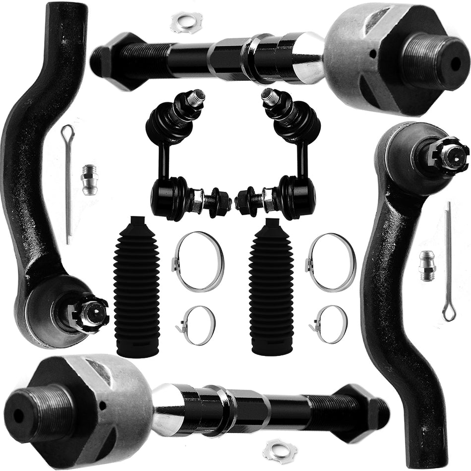 Front Steering Sway Bar Tie Rod End Rack Pinion Bellow For 2005-15 Nissan Xterra