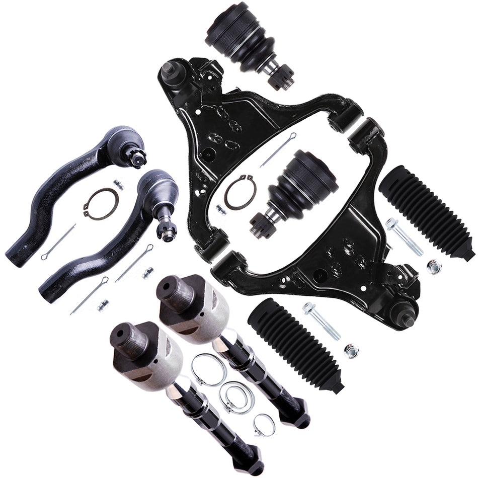 Set Of 10 For 2005-2012 Nissan Pathfinder Front Control Arm Ball Joint Tie Rod