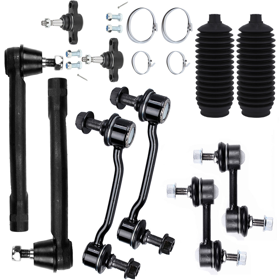Lower Ball Joints Sway Bar Tie Rod End Rack Pinion Bellow For 2006-2010 Sonata