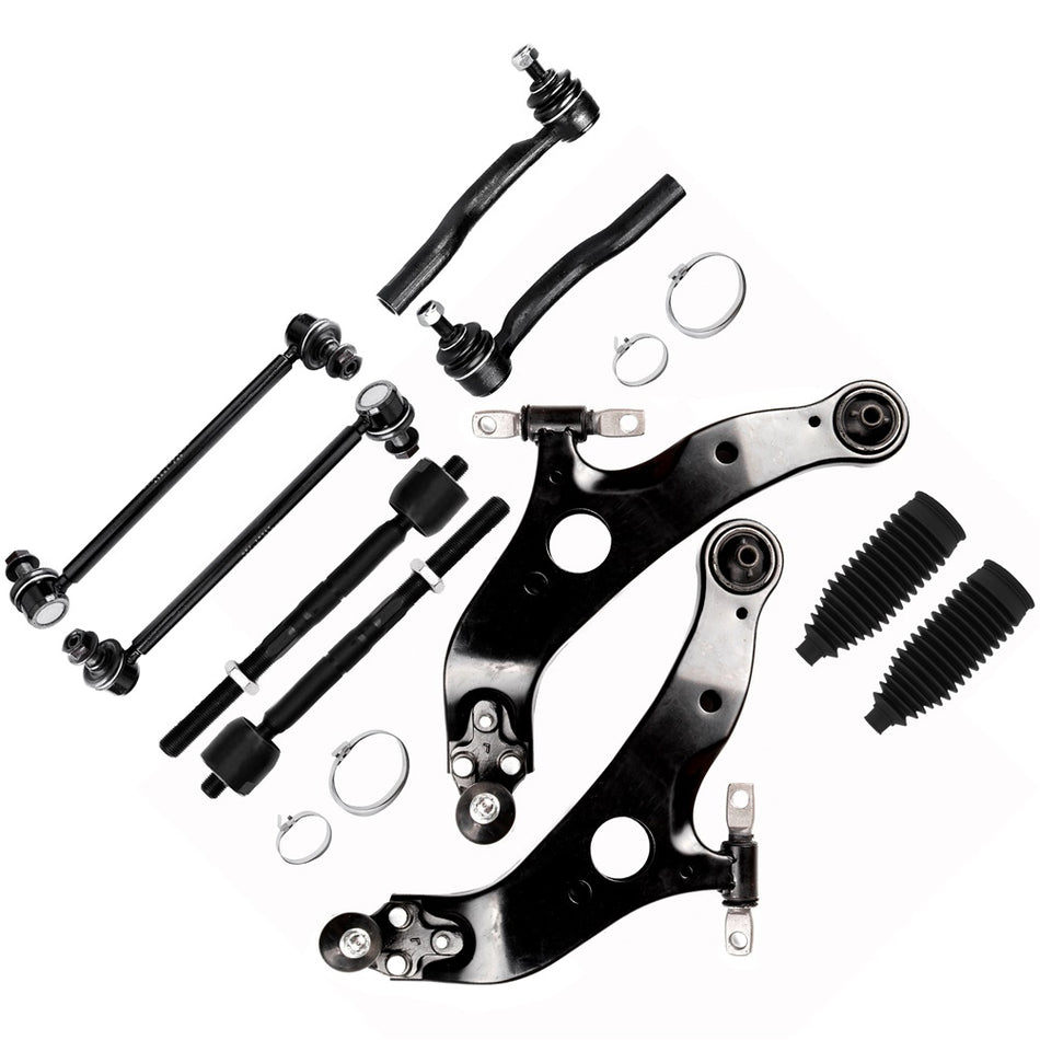 For 2004-2010 Toyota Sienna 10Pcs Front Lower Control Arm Tie Rod End Sway Bar