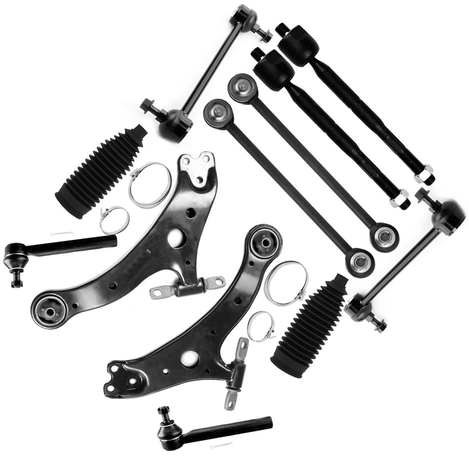 12Pcs Front Lower Control Arm Sway Bar Kit For 2004-2007 Toyota Highlander 3.3L