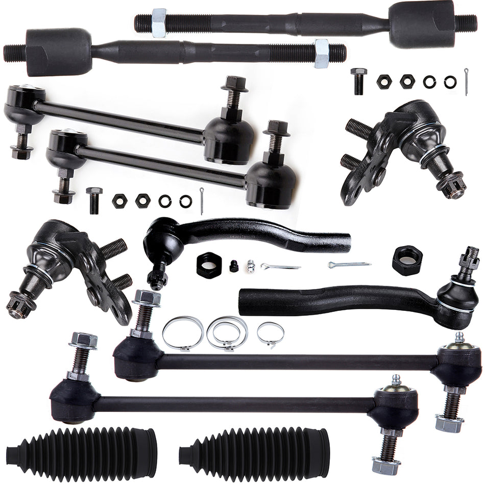 Ball Joints Sway Bar Tie Rod For 02-03 Toyota Camry Lexus ES300 & Rack Pinion Bellow 12Pcs