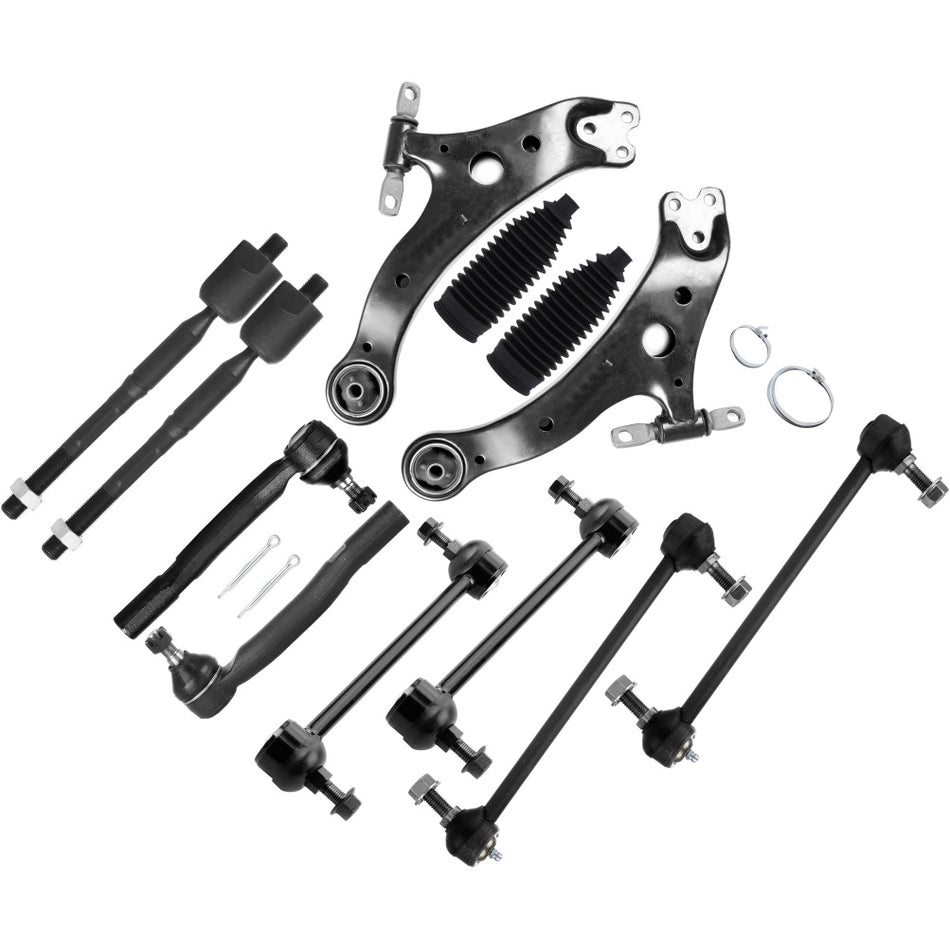 12Pcs Lower Control Arm Tie Rod Sway Bar For 2004-2006 Toyota Camry Lexus ES330
