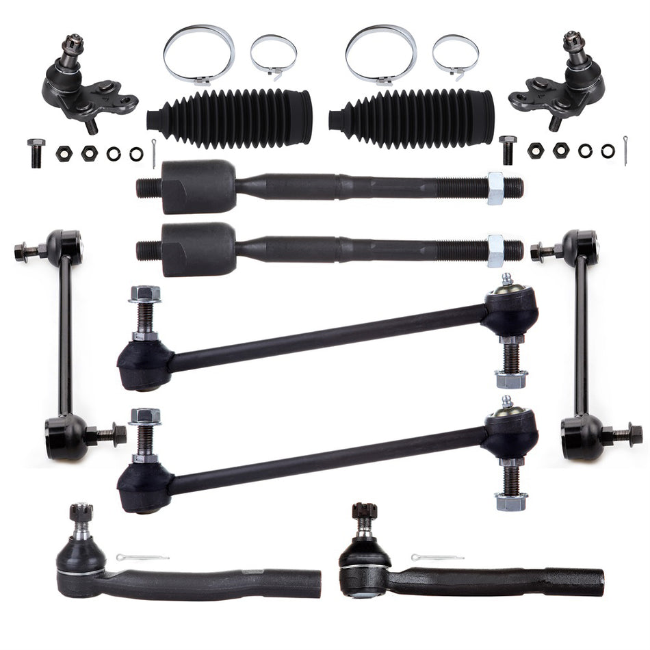 Ball Joint Sway Bar Tie Rod For 04-06 Toyota Camry Lexus ES330 & Rack Pinion Bellow 12Pcs