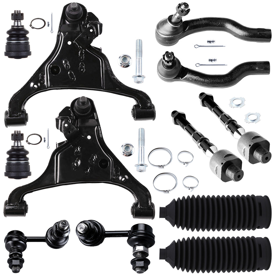 Front Lower Control Arm Ball Joint Tie Rod End Suspension For 05-16 Nissan Frontier 05-12 Nissan Pathfinder