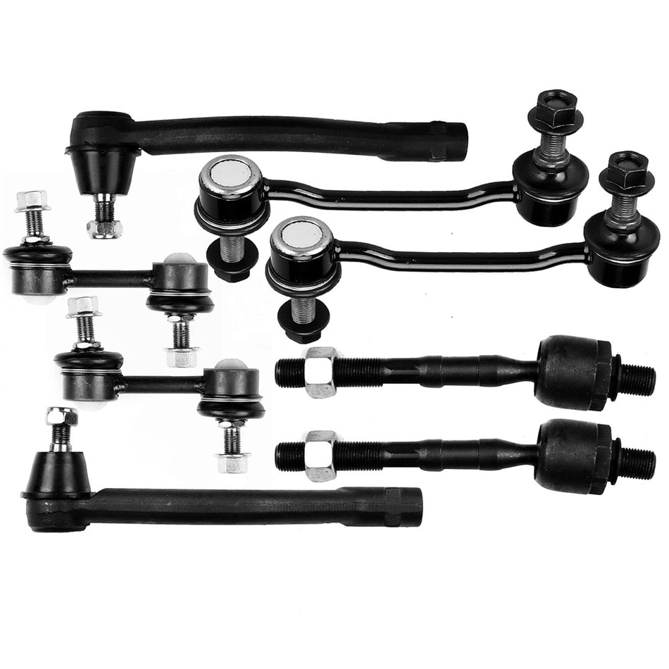 Front Rear Steering Sway Bar Tie Rod End Suspension Kit For 06-10 Hyundai Sonata