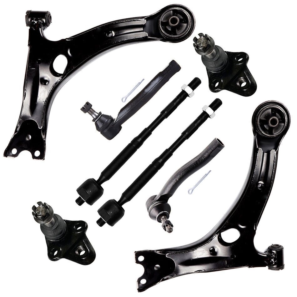 For 2003-2008 Toyota Corolla Set Of 8 Front Control Arm And Ball Joint Tie Rod