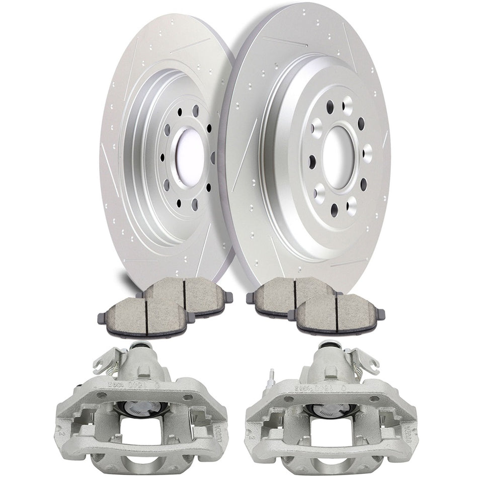 Rear Brake Calipers And Brake Rotors Ceramic Pad For 2011-2015 Lincoln MKX