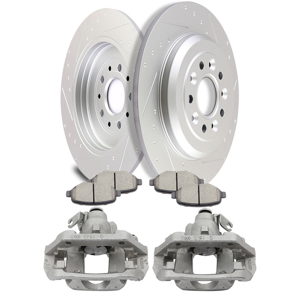 Rear Brake Calipers And Brake Rotors Ceramic Pad For 2011-2015 Ford Explorer