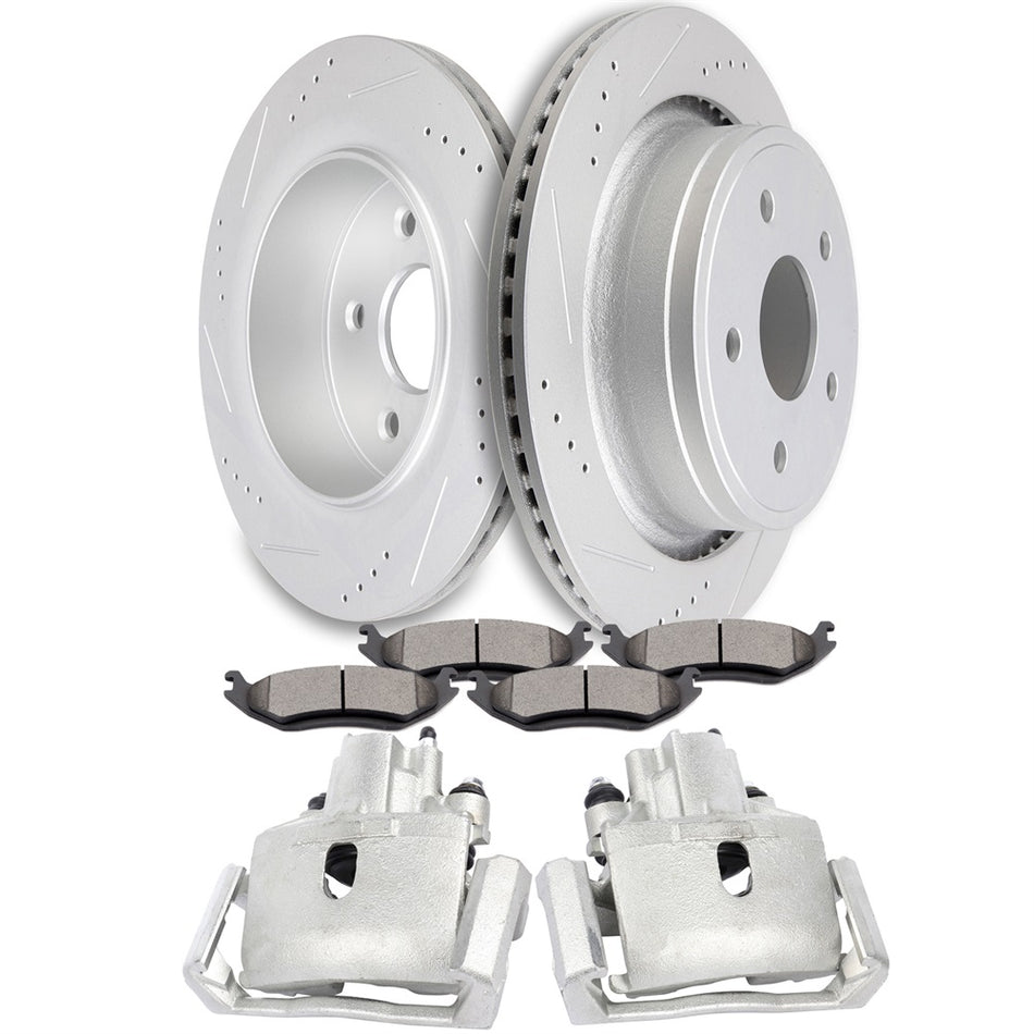 Rear Brake Calipers And Brake Rotors Ceramic Pad For 2002-2010 Dodge Ram 1500