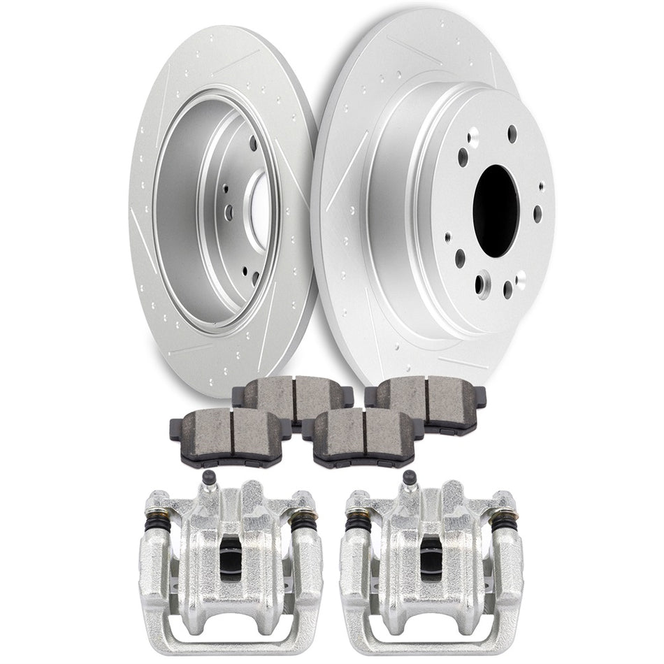 Rear Brake Calipers And Brake Rotors Ceramic Pad For 2003-2011 Honda Element