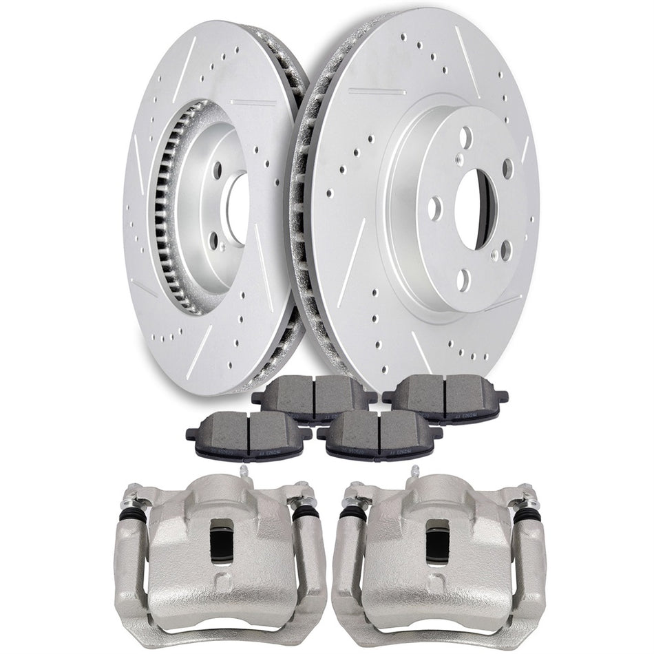 Front Brake Calipers And Brake Rotors Ceramic Pad For 2005-2006 Toyota Corolla