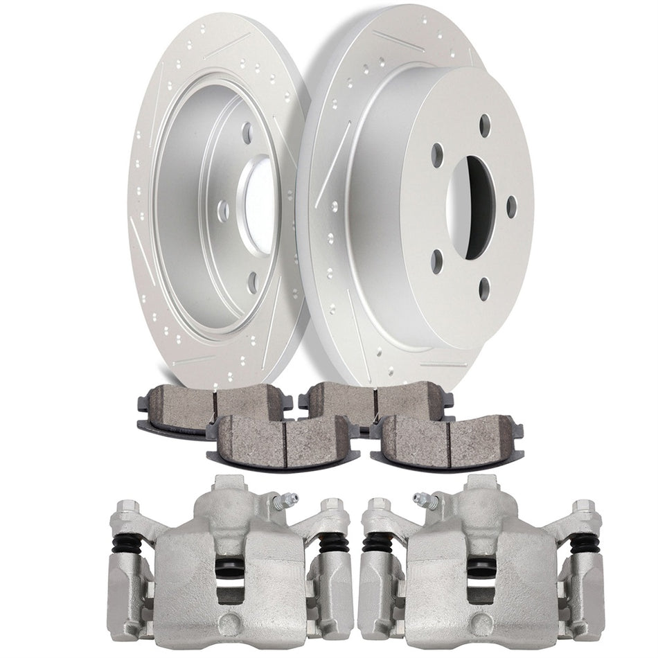 Rear Brake Calipers And Brake Rotors Ceramic Pad For 2004-2005 Buick Century