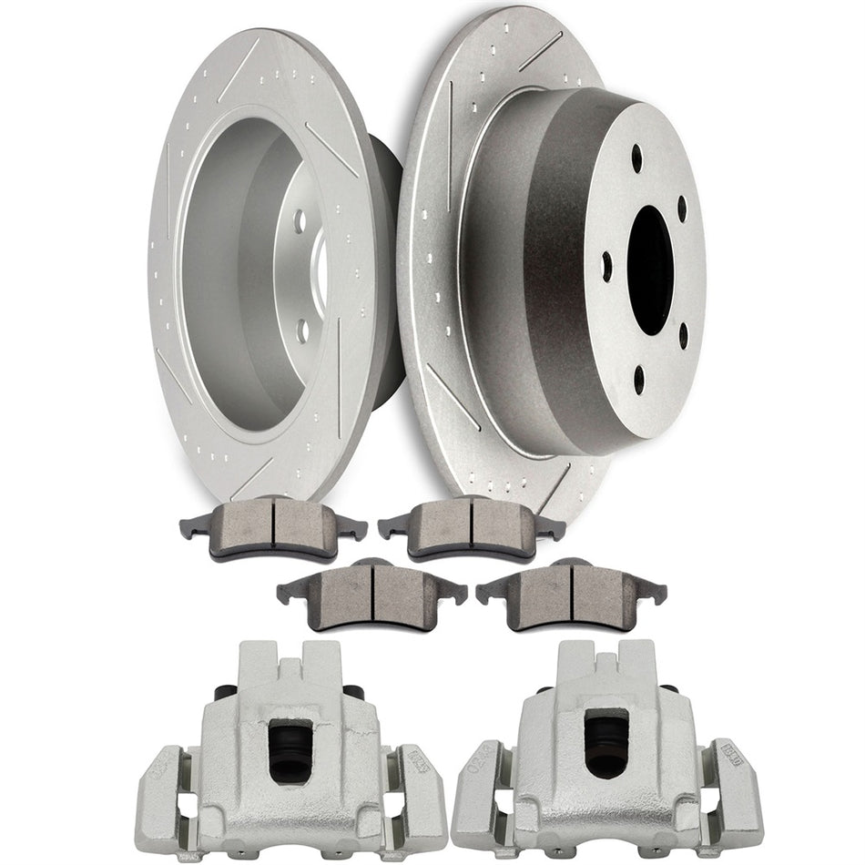 Rear Brake Calipers And Brake Rotors Ceramic Pad For 99-2004 Jeep Grand Cherokee