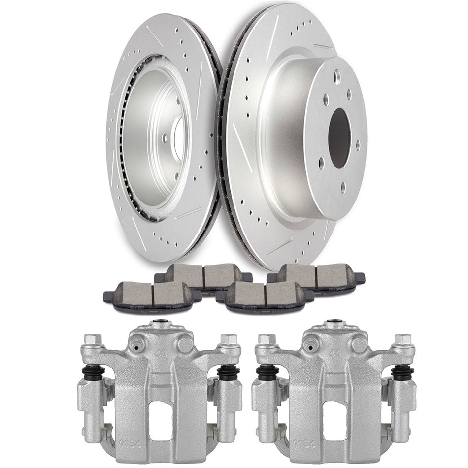 Rear Brake Calipers And Brake Rotors Ceramic Pad For 2009-2010 Infiniti G37